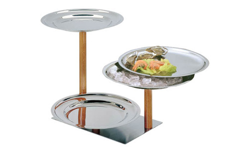 ^z Pastry/Seafood Stand 3 Tiers Beech Wood Tube
